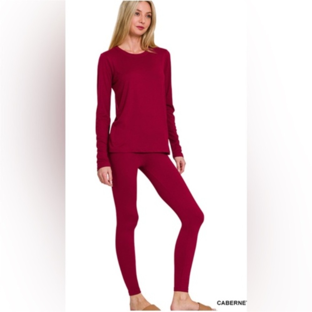 Zenana Women’s Brushed Microfiber Loungewear Set M